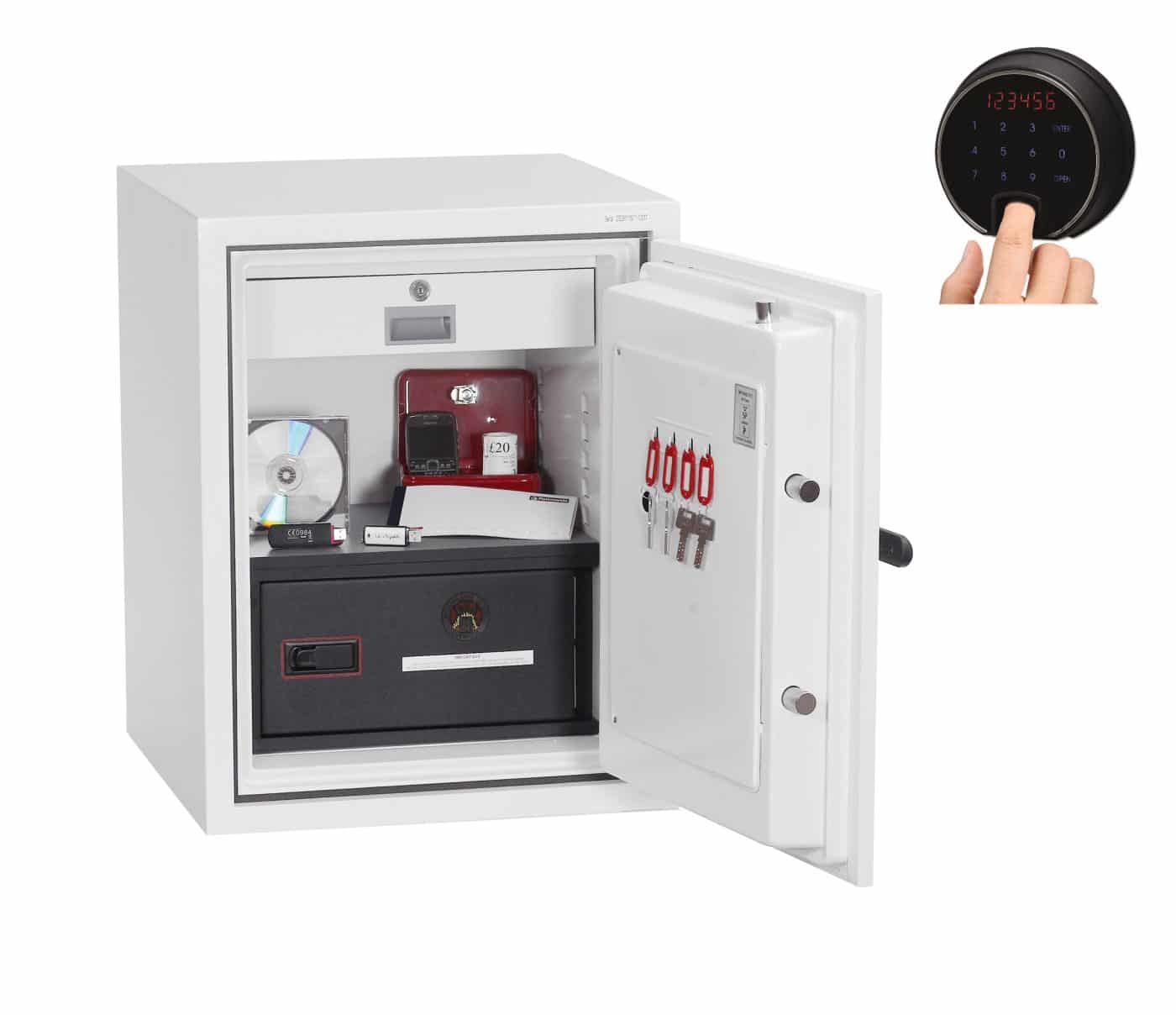 Coffre-fort PHOENIX Data combi DS2501F - serrure à empreinte digitale - ignifuge - supports informatiques
