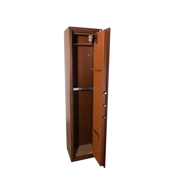 Armoire à fusils Technomax TCL/5 porte ouverte avec coffret munitions intérieur ouvert