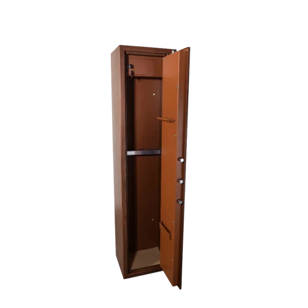 Armoire à fusils Technomax TCL/5 avec coffret munitions intérieur fermé et porte principale ouverte